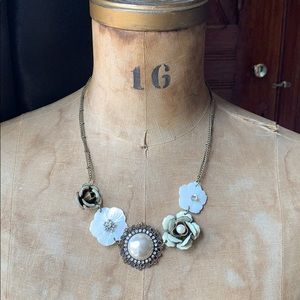 Mixed Metal and Bead Chain Floral Necklace